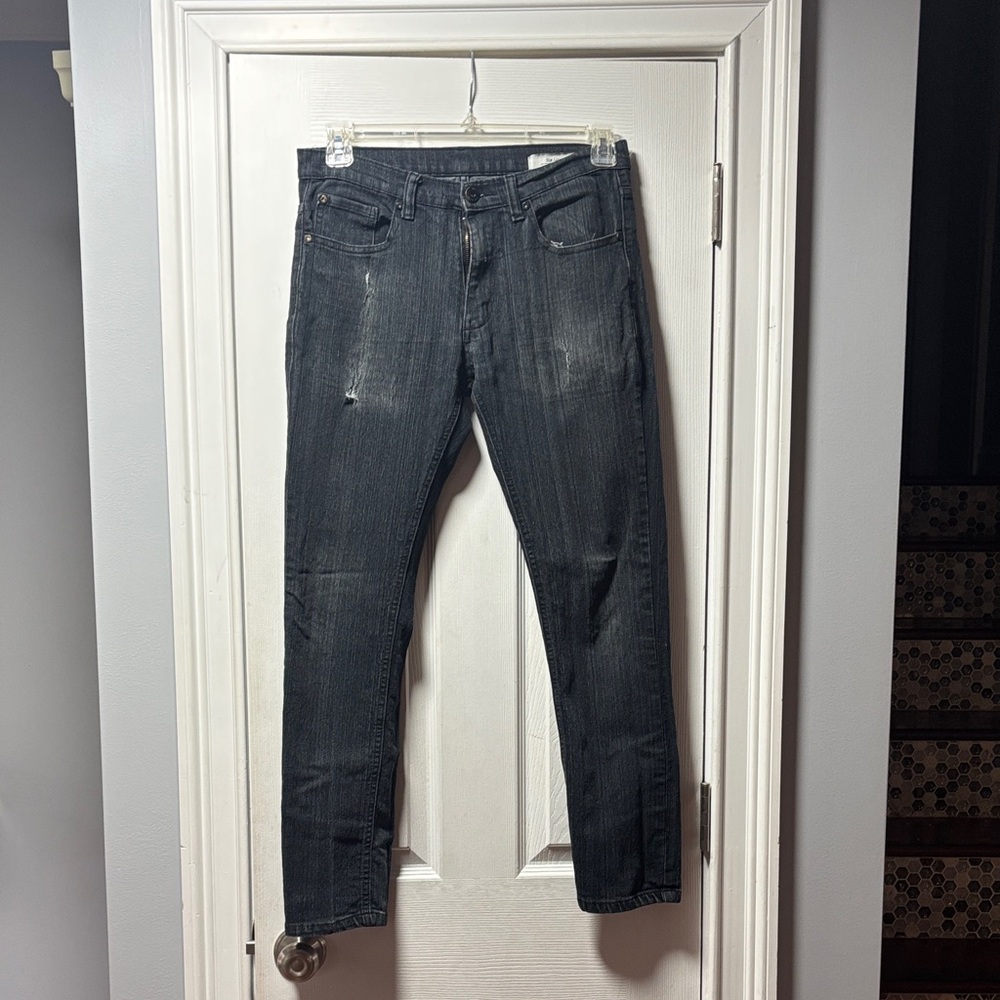 Slim Black Skinny Jeans for Men - Distressed Stretch Denim